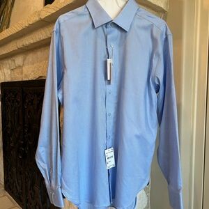 NWT Lorenzo Uomo The Perfect Blue Shirt Mens 16.5 34/35 Trim Fit